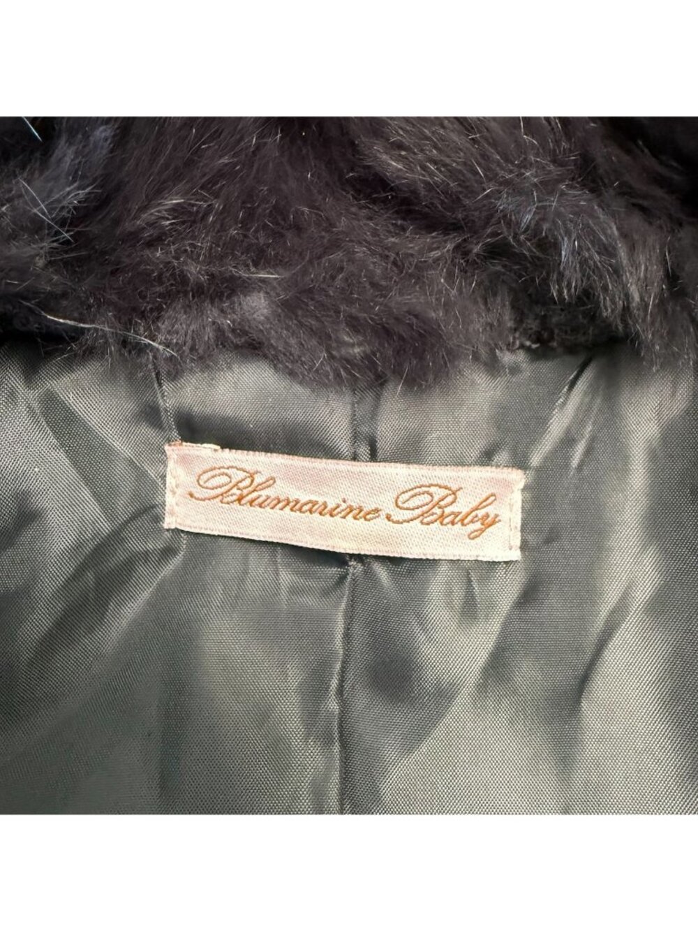 Blumarine Girls 3T Coat Wool Blend Black w Logo Detachable Faux Fur Collar Italy - Picture 12 of 16